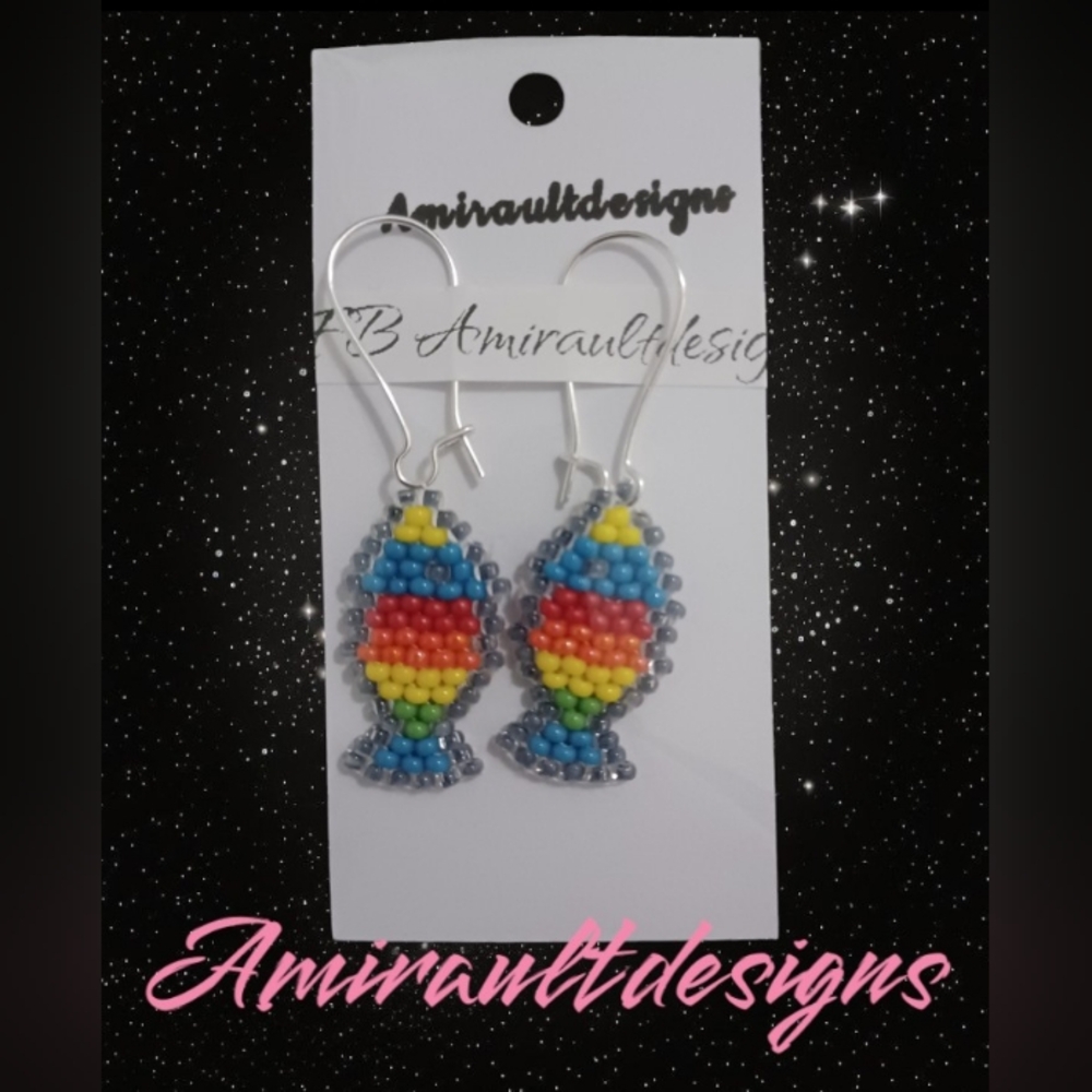 Pride flat beaded earrings